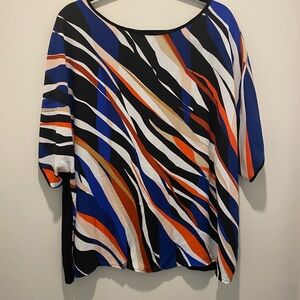 Vincent Cameto Multicolor Zebra Striped Top Women’s Size 2X Plus Size EUC